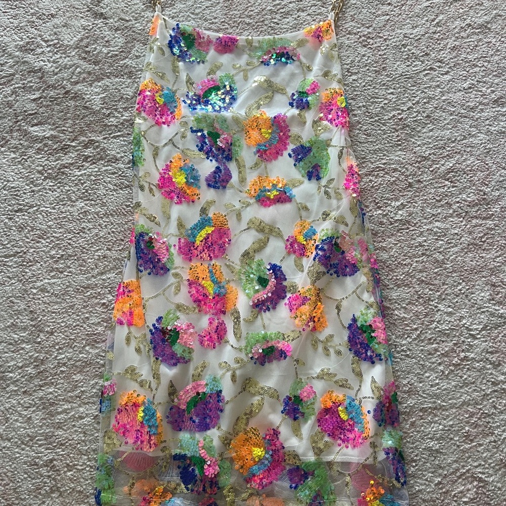 Amazon Multicolor Floral Sequin Mini Dress